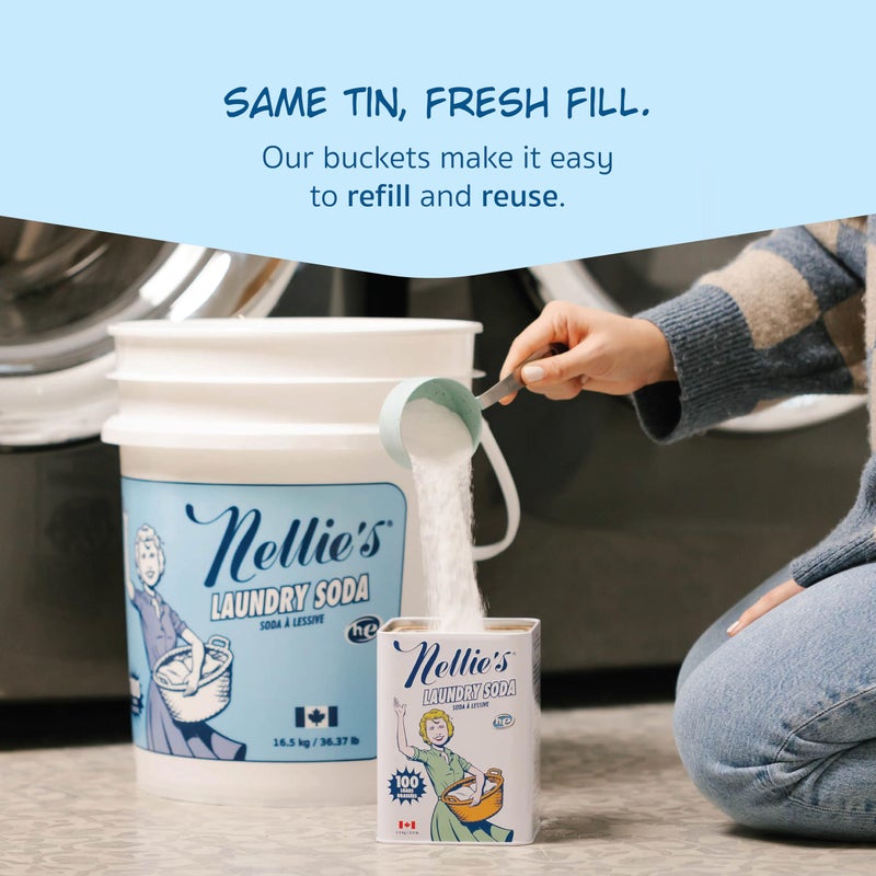 Nellie's Laundry Soda - Concentrated Laundry Detergent Powder - 100 Load - Gentle on Skin and Environment - Fragrance-Free - (Made in Canada) - Image 4
